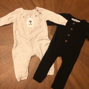 Two long rompers, size 3-month.